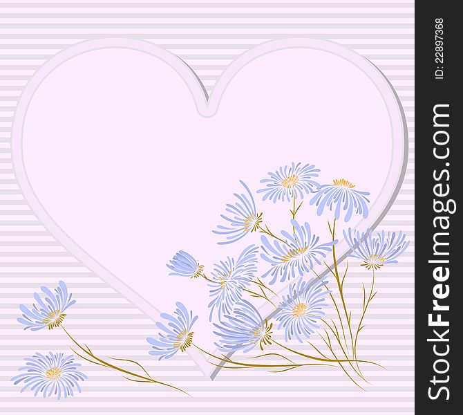 Vector greeting card with flowers for valentine's day. Vector greeting card with flowers for valentine's day.