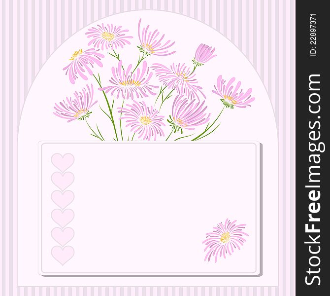 Vector greeting card with flowers for valentine's day. Vector greeting card with flowers for valentine's day.