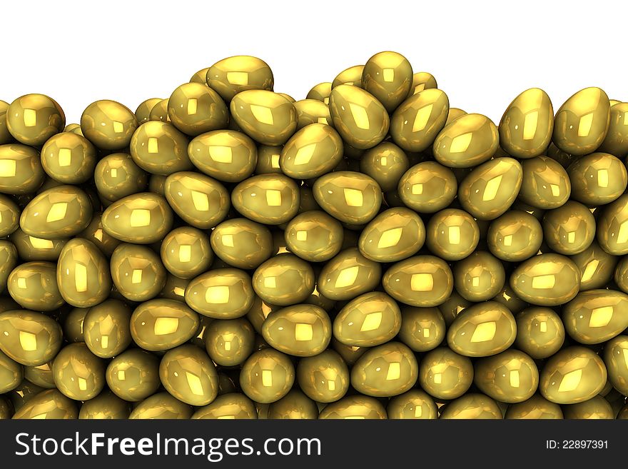 Gold eggs generated with 3D software