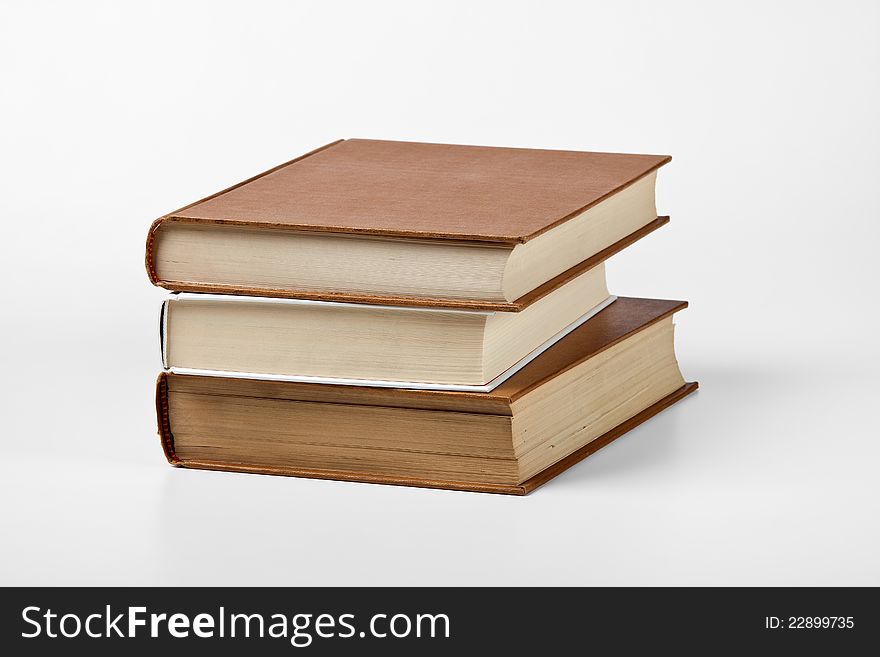 Three blank books on white. Three blank books on white