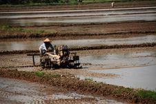 Paddy Field, Ploughing Machine Stock Image Paddy Field, Ploughing Machine Stock Image