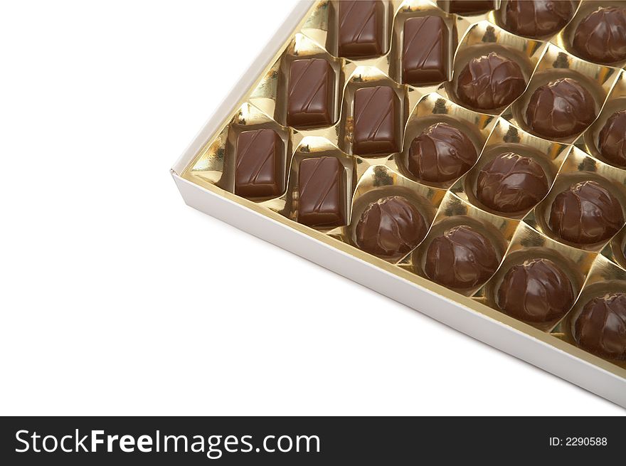 Box of chocolates on a white background