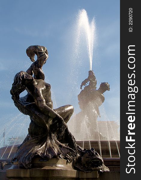 Italy, Rome, a statue from the fountain in the repubblica Square (ex Piazza Esedra). Italy, Rome, a statue from the fountain in the repubblica Square (ex Piazza Esedra)