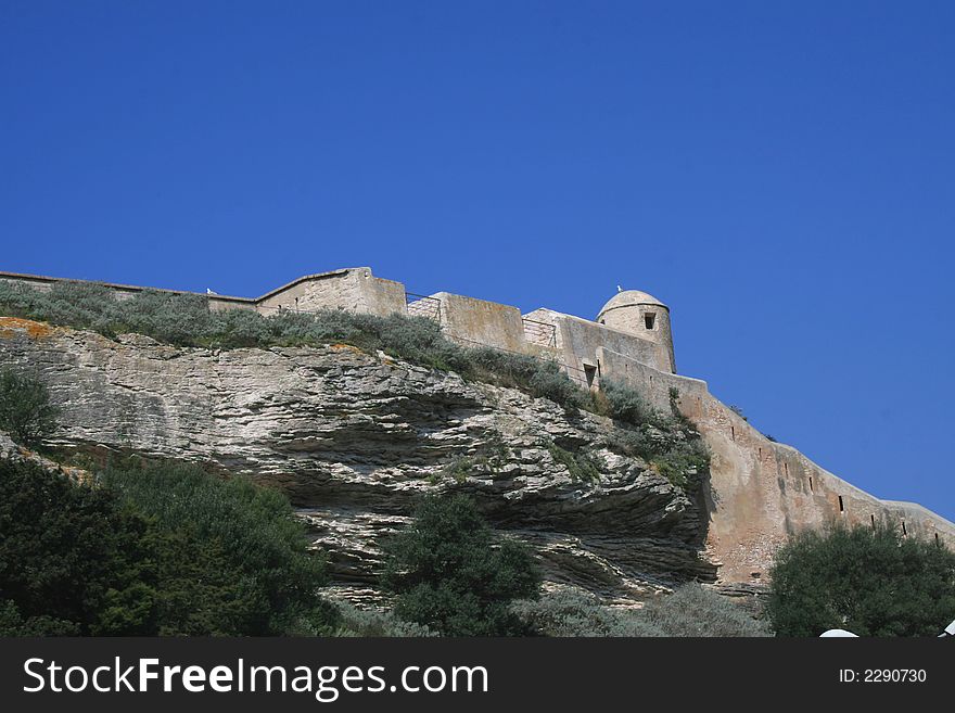 Corsiacan  fortress on the blue sky