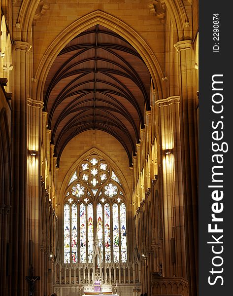 Interior Of St. Mary's Cathedral In Sydney, Australia. Interior Of St. Mary's Cathedral In Sydney, Australia