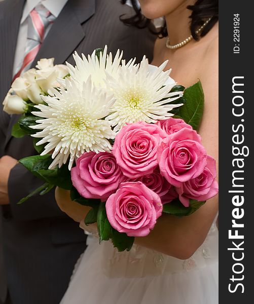 Bouquet of the bride in day of wedding. Bouquet of the bride in day of wedding