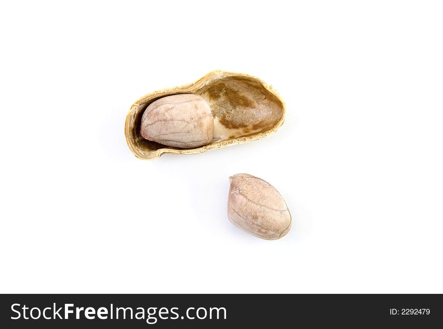 Exposed Ground Nuts on white background