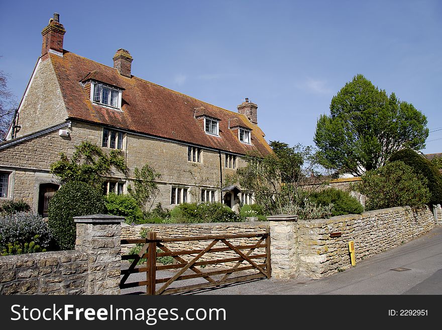 Grand Manor House in an English Rural Village. Grand Manor House in an English Rural Village