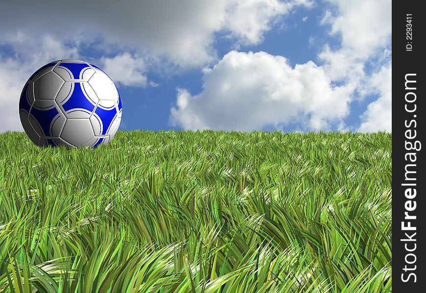 3D soccer / football in field. 3D soccer / football in field