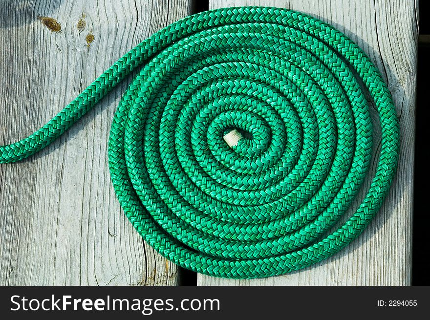 Green Nautical Rope Coiled