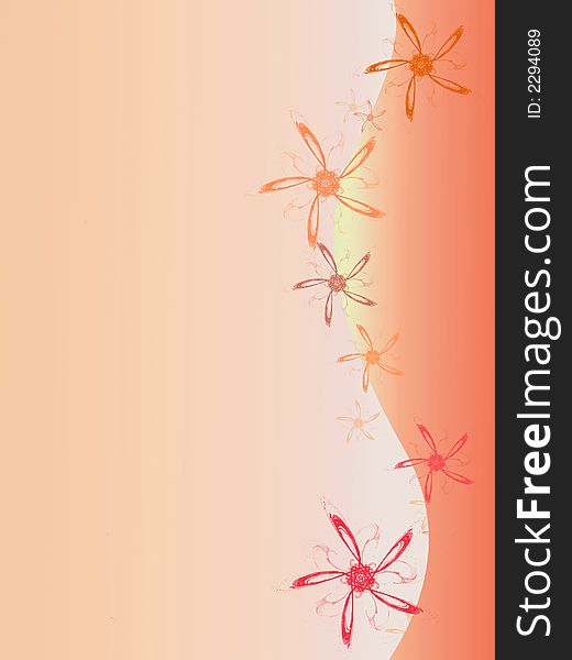 Computer generated illustration of summer background with abstract flowers