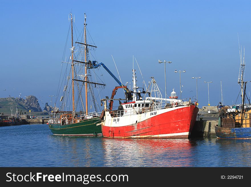 Boats docked in a harbour. Boats docked in a harbour