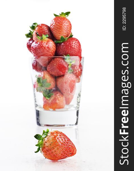Glass of Strawberries on white