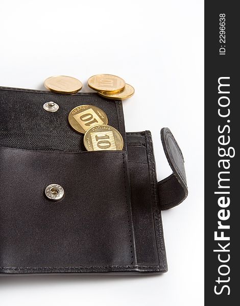 Open wallet with gold coins