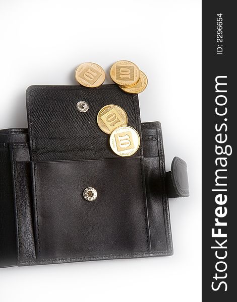 Wallet with gold coins