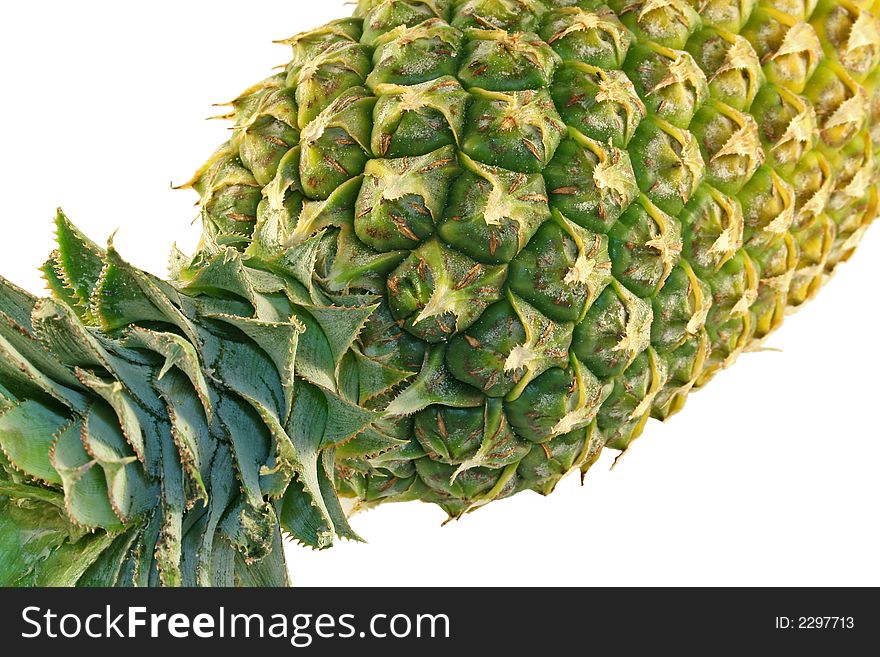 Close up of a ripe pineapple on a white background. Close up of a ripe pineapple on a white background