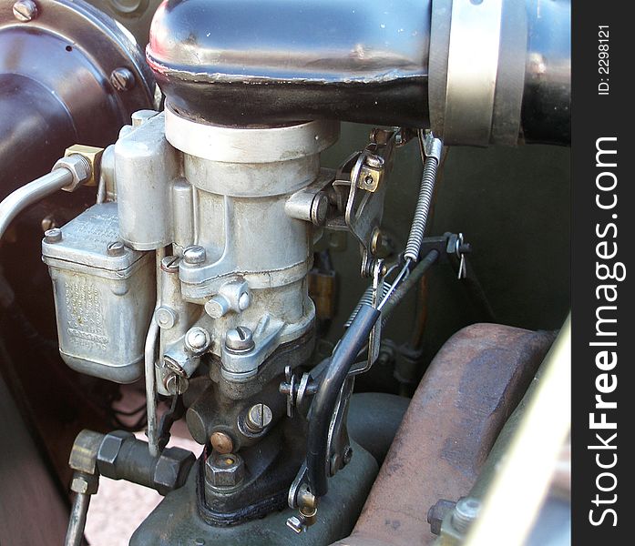 Car carburettor in vintage car