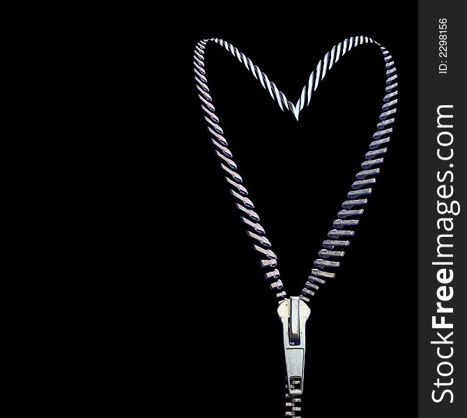 Heart from a zipper on a black background. Heart from a zipper on a black background