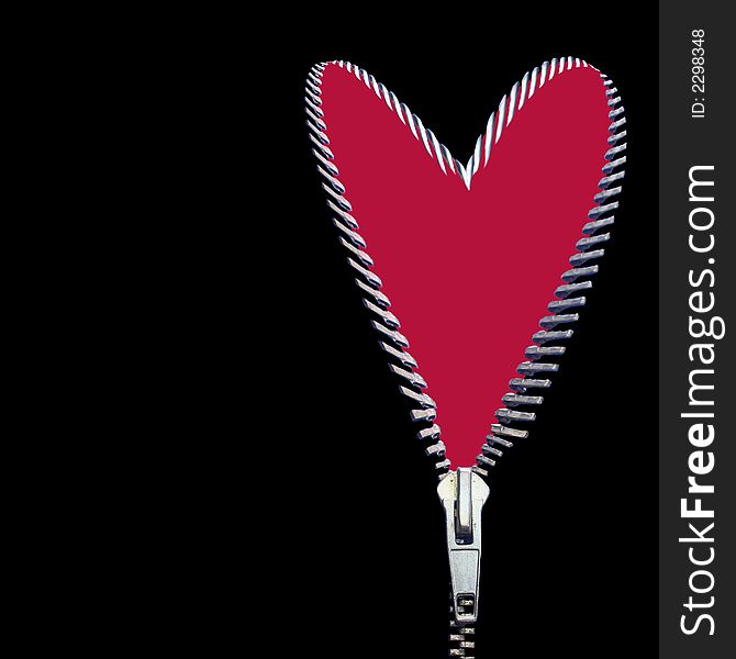 Heart of a red zipper. Heart of a red zipper