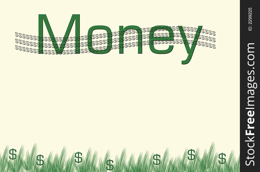 Money and dollar signs abstract growing in grass. Money and dollar signs abstract growing in grass.
