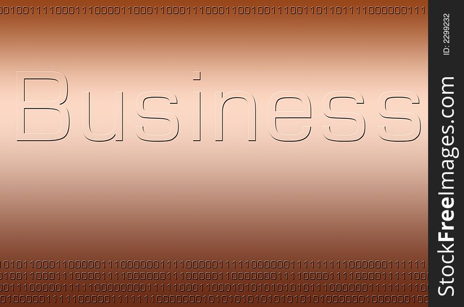 Business on copper background with binary data streaming.