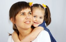 Little Cute Girl Hugging Her Mother Royalty Free Stock Photography