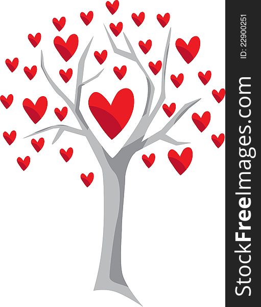 The tree grows a lot of hearts. The tree grows a lot of hearts