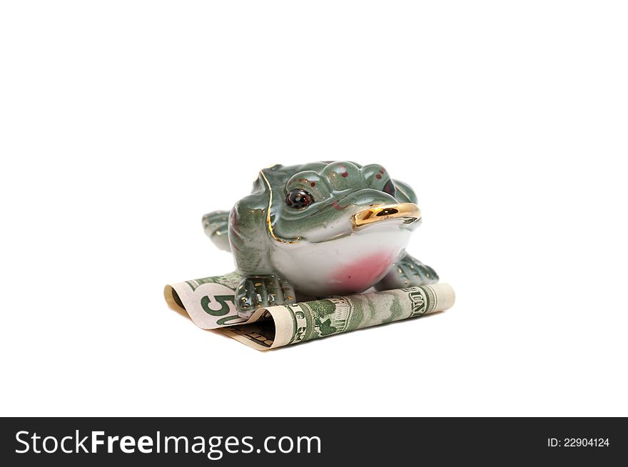 Frog Sitting On 50 Dollar Note