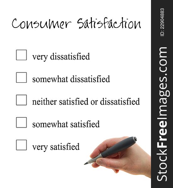 Illustration of the hand filling consumer satisfaction form