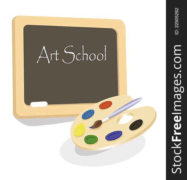 Vector illustration of school blackboard and painting palette. Easy to edit. Vector illustration of school blackboard and painting palette. Easy to edit