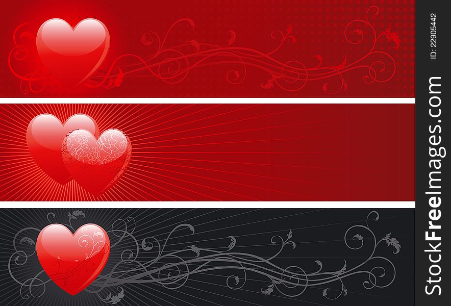 Vector Illustration of some abstract  backgrounds with hearts for internet banners. Vector Illustration of some abstract  backgrounds with hearts for internet banners