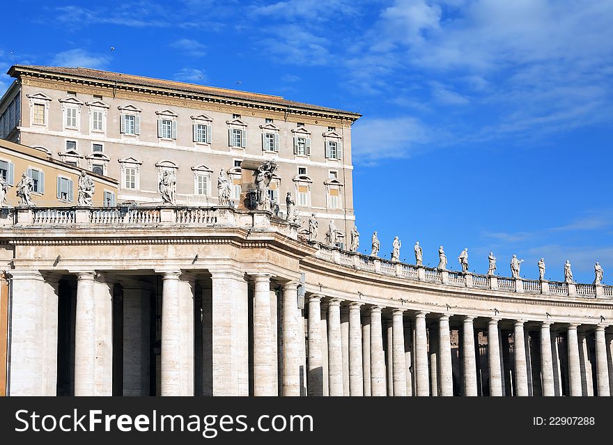 The Papal Apartments of the Vatican Palace against blue sky, Italy. The Papal Apartments of the Vatican Palace against blue sky, Italy