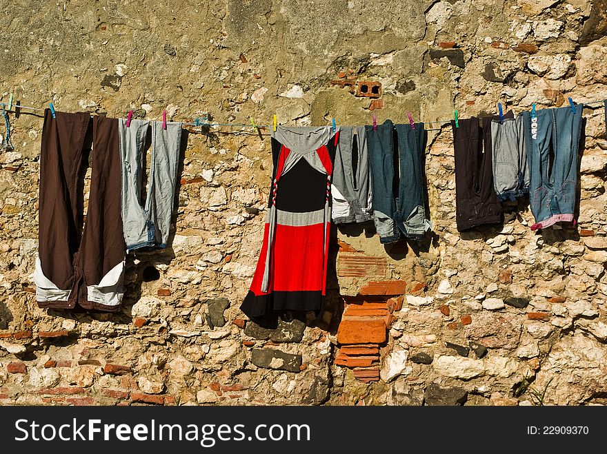 Clothes Drying On A Rope