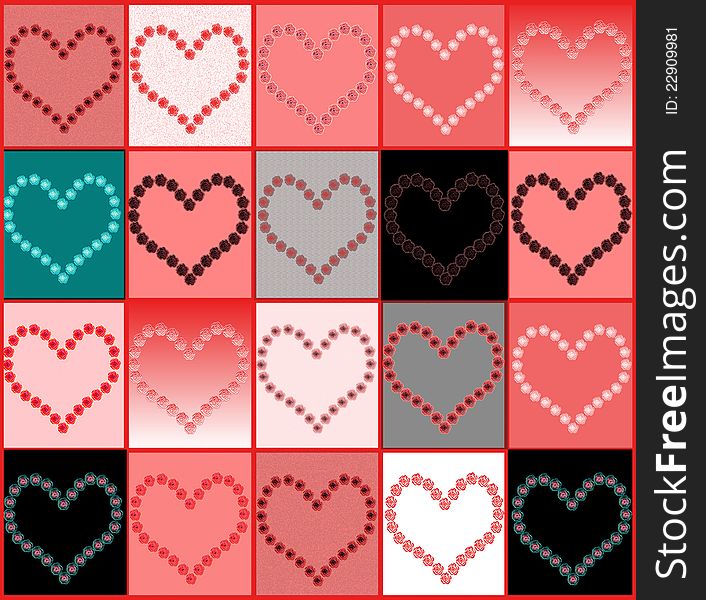 Puzzle from different illustration of hearts. Puzzle from different illustration of hearts