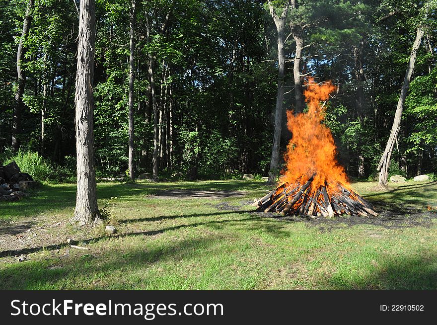 A bonfire to celebrate summer season. A bonfire to celebrate summer season