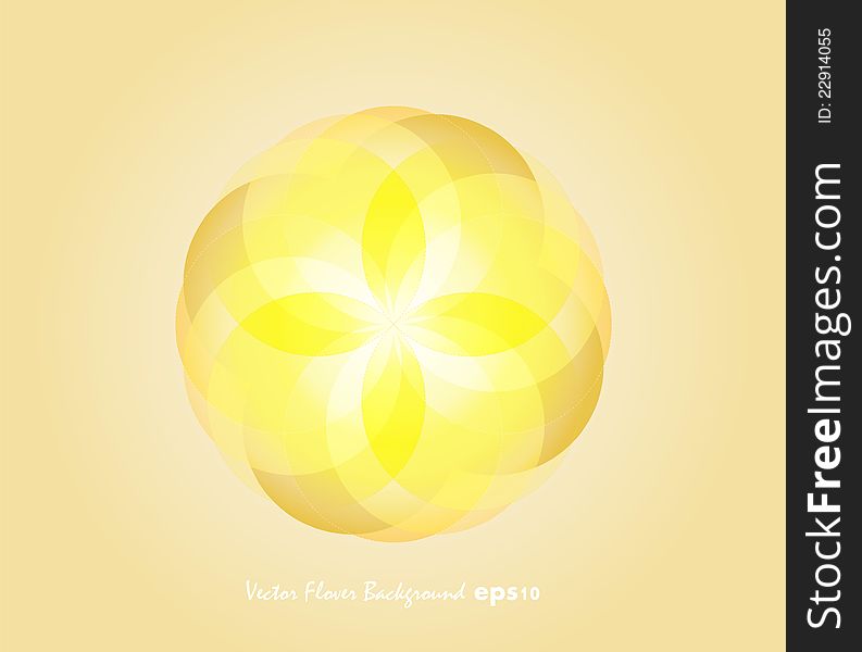 Yellow Vector Flower on a Yellow Background. Yellow Vector Flower on a Yellow Background