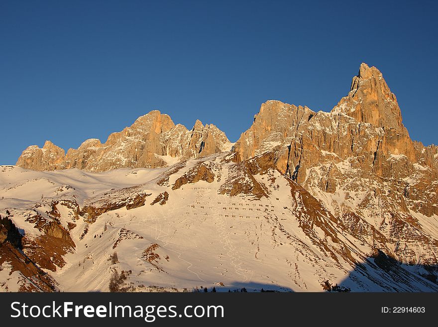 Winter landscape of Pale di San Martino, Alps Italy. Winter landscape of Pale di San Martino, Alps Italy