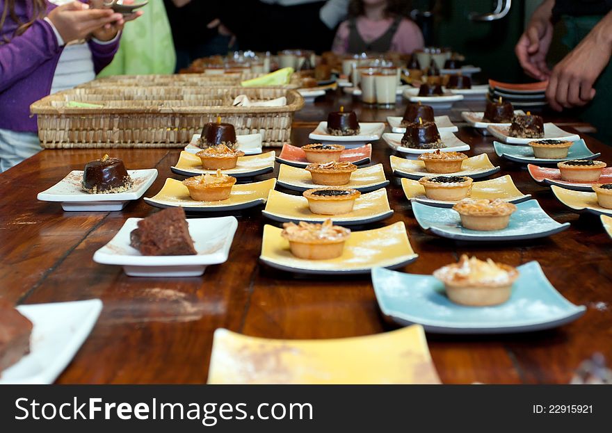 A variety of cakes on the holiday table