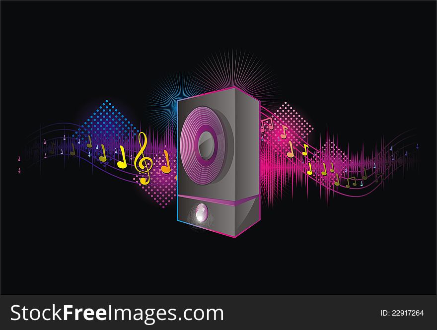 Abstract music background speaker equalizer notes