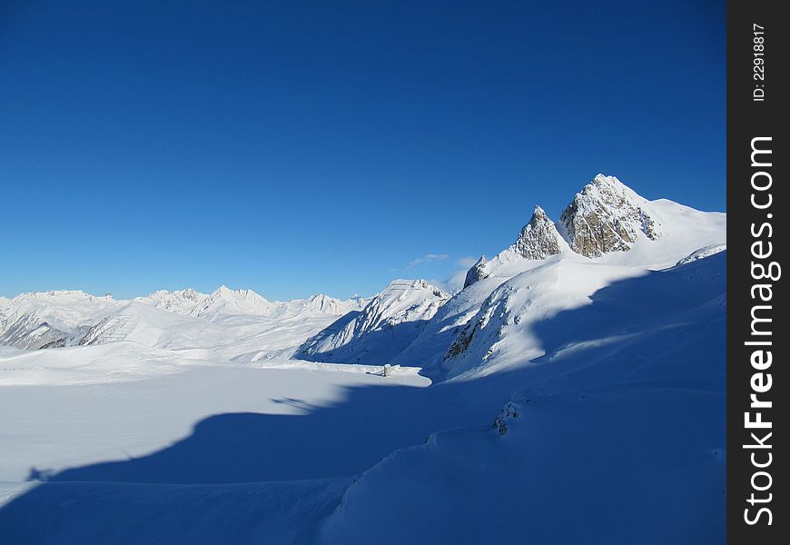 Snow covered alpine scene