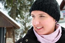 Happy Young Woman On Her Winter Holiday Royalty Free Stock Photos Happy Young Woman On Her Winter Holiday Royalty Free Stock Photos