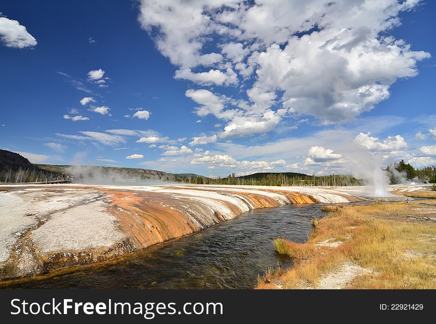 Creek Runs Through Black Sand Basin At Yellowstone