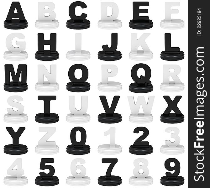 Abstract alphabet isolated on white background.