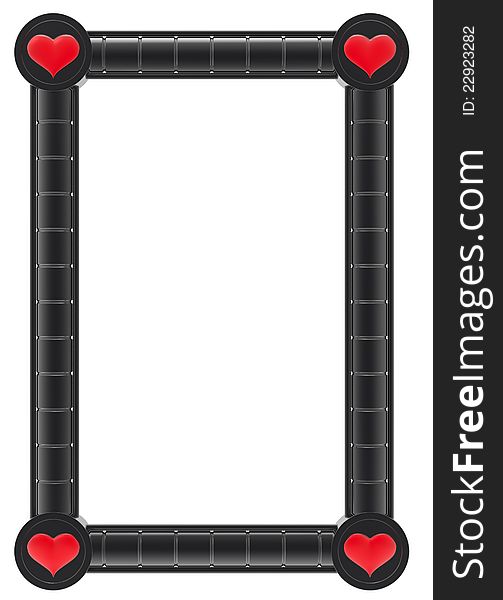 Black photo frame with hearts