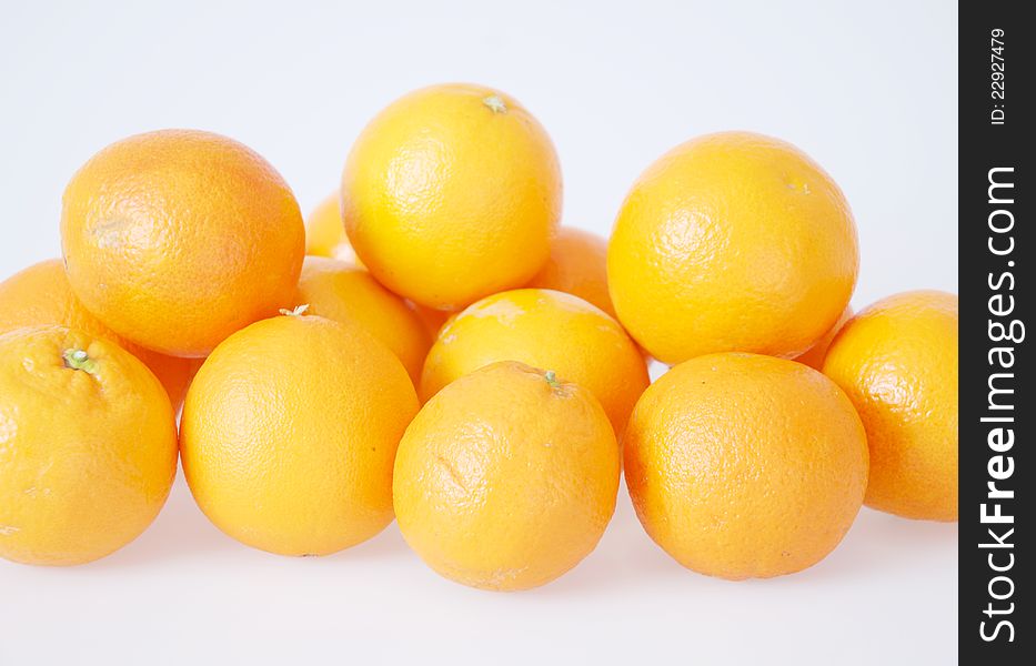 Lots of oranges on white. Lots of oranges on white