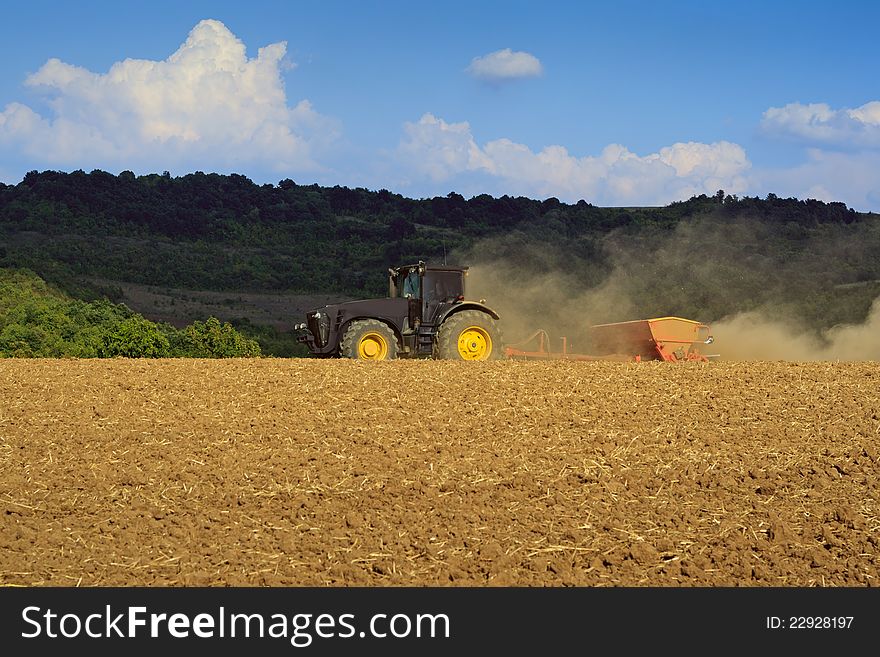 Tractor on work at farm