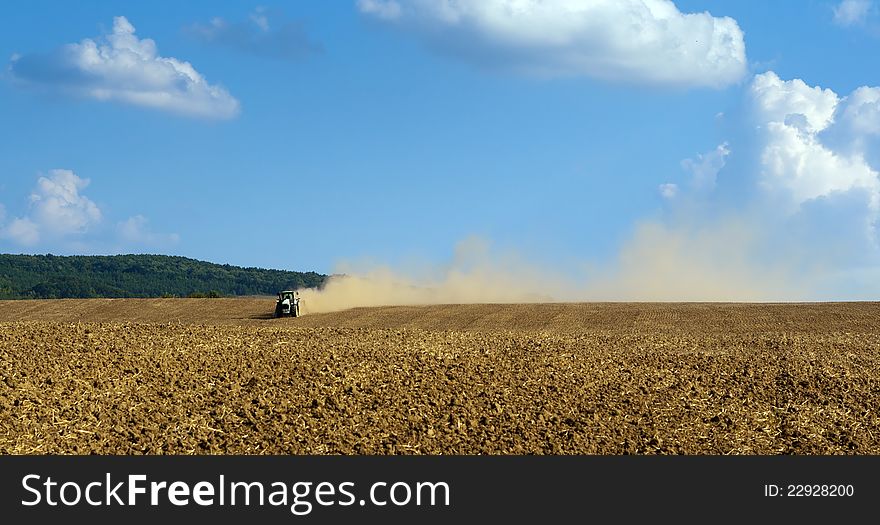 Tractor on work at farm