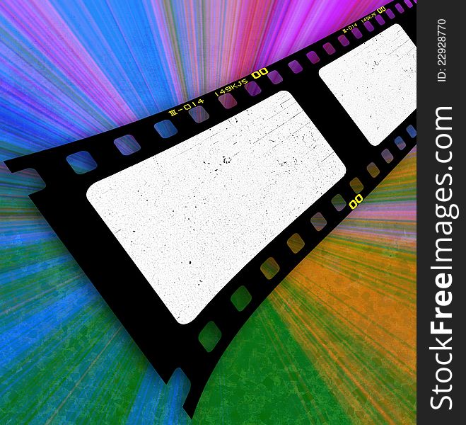 Filmstrip on colorful ray background. Filmstrip on colorful ray background