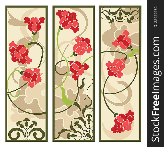 Vectorial illustration is floral backgrounds with frames.