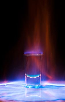 Burning Drink In Shot Glass Royalty Free Stock Photography Burning Drink In Shot Glass Royalty Free Stock Photography